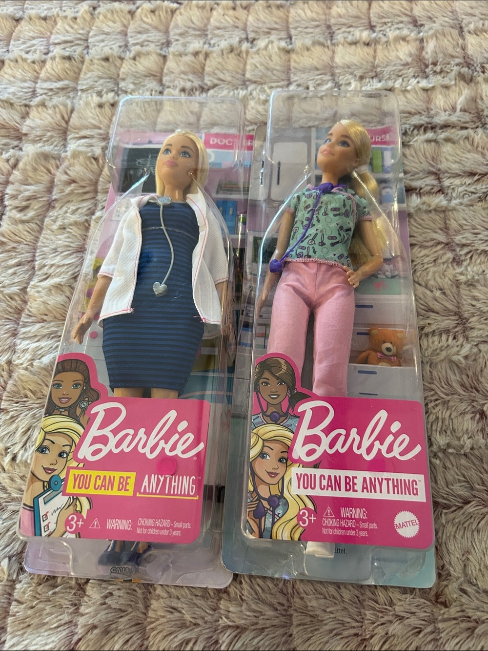 Barbie Blonde Doctor & Nurse Duo in Navy, White, Pink & Mint